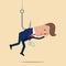 Businessman catch money by hanging with fishing hook. Vector Illustration