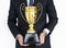 Businessman Celebrate Trophy Success Portrait Concept