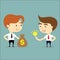 Businessman change money with idea vector