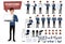 Businessman character creation kit vector set. Business man characters for office sales presentation editable create.