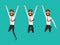 Businessman character flat design. Happy and successful businessman jumping in the air celebrating their success.