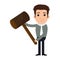 Businessman character with gavel icon