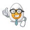 Businessman character hard boiled egg ready to eat