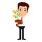 Businessman character with money plant icon