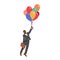 Businessman Character Soars Through The Sky On A Cluster Of Colorful Balloons, Symbolizing The Freedom