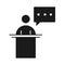 Businessman character speak on the podium management developing successful silhouette style icon