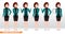 Businessman characters vector set. Business woman character in friendly expression with standing and holding pose and gesture.