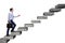 The businessman climbing career ladder in business concept