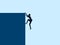 Businessman climbing a steep cliff. symbol of opportunity for advancement and challenges