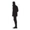 Businessman in coat standing and looking around, isolated vector silhouette