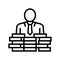 businessman coin heap line icon vector isolated illustration