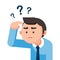 Businessman is confusing and thinking with question marks sign, Vector illustration