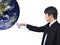 Businessman connect world (Earth view image from h