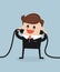 Businessman connecting a power cord flat design.