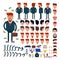 Businessman constructor vector creation of male character business suit with manlike hairstyle head and face emotions