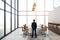 Businessman in contemporary conference room