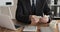 Businessman counting money at office