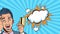 Businessman with credit card pop art and cloud animation