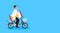 Businessman cycling bicycle holding sand clock time management deadline concept guy riding bike male cartoon character