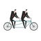 Businessman cycling. Business team goes on bike tandem. Manual m