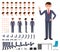 Businessman in dark blue suit character creation set. Vector cartoon style office manager constructor.