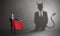 Businessman with devil shadow and toreador concept