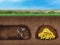 Businessman digs a tunnel to treasure