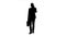 Businessman is a diplomat, a telephone rings to him and he talks. White background. Silhouette