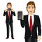 Businessman displaying his smartphone