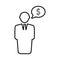Businessman With Dollar Icon In Line Style