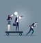 Businessman dragging his bossy coworkers alone. Business concept vector