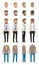 Businessman dresscode, collection of vector cartoon character s head, faces, different style clothes