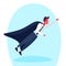 Businessman dressed superhero black cloak flying up startup concept cartoon character isolated full length flat