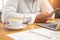 Businessman drink coffee break in morning before meeting