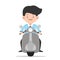 Businessman driving front view motorbike vector