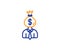 Businessman earnings line icon. Dollar money bag. Vector