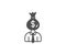 Businessman earnings simple icon. Dollar money bag.