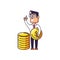 businessman elegant with pile coins