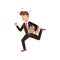 businessman elegant running with books