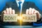 Businessman employer breaks a contract. Termination of cooperation, disagreement refusal to renew extend agreement. Deal cancel.