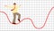 Businessman equilibrist is walking on a tightrope. Color flat illustration