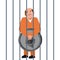 Businessman and etherium. Not legal crime Cryptocurrency . Criminal in prison. Vector illustration