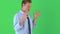 businessman excited on greenscreen