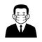 Businessman with face mask icon, Business concept for flu sickness and wearing medical mask to prevent the spread of virus germs.