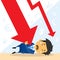 Businessman Fall Down Red Arrow Graph Financial