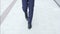 Businessman Feet Walking, Front View, Outdoor