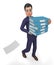 Businessman With Files Shows Company Commercial And Businessmen