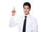 Businessman with finger point up