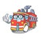 Businessman fire truck character cartoon