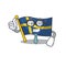 Businessman flag sweden isolated in the cartoon